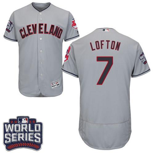 Indians #7 Kenny Lofton Grey Flexbase Authentic Collection 2016 World Series Bound Stitched MLB Jersey - Click Image to Close